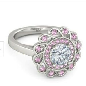 Silver Pink Diamond Style Ring SZ 11